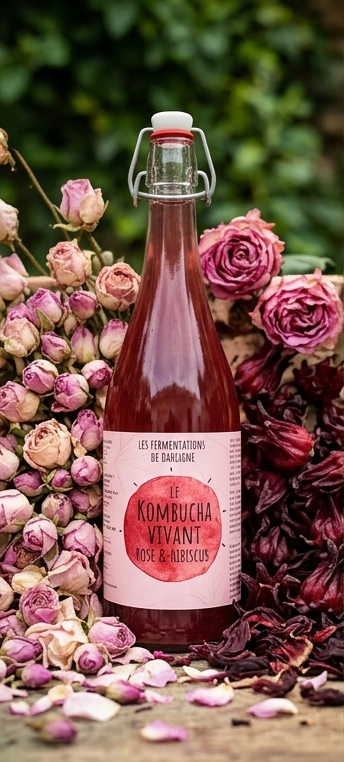 Kombucha rose et hibiscus
