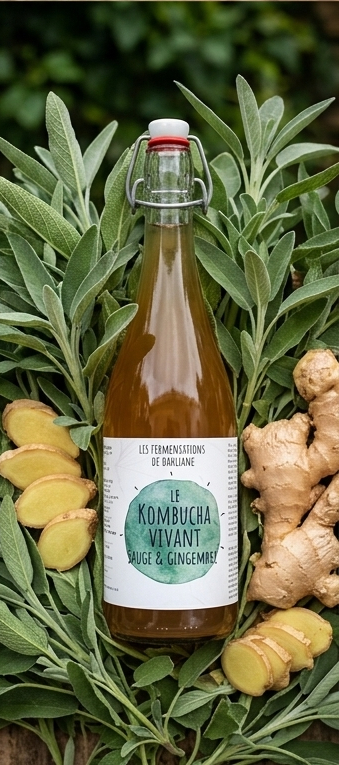 Kombucha sauge et gingembre
